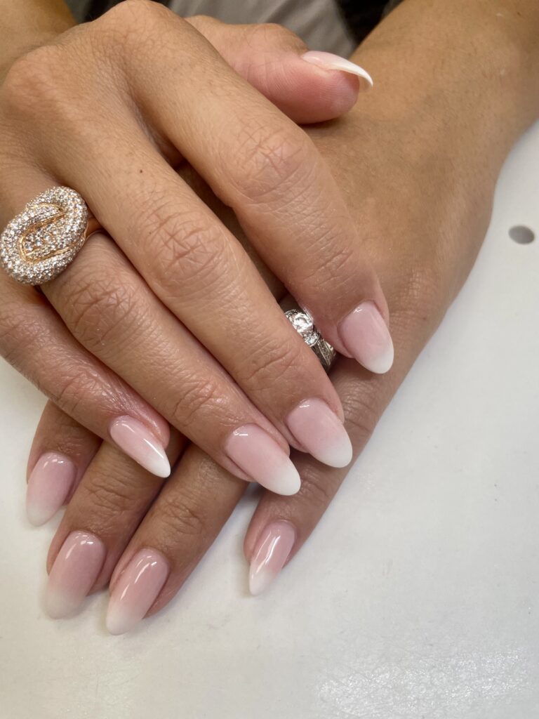 French tip nails with zebra accent design at Eternal Nails London ON nail salon